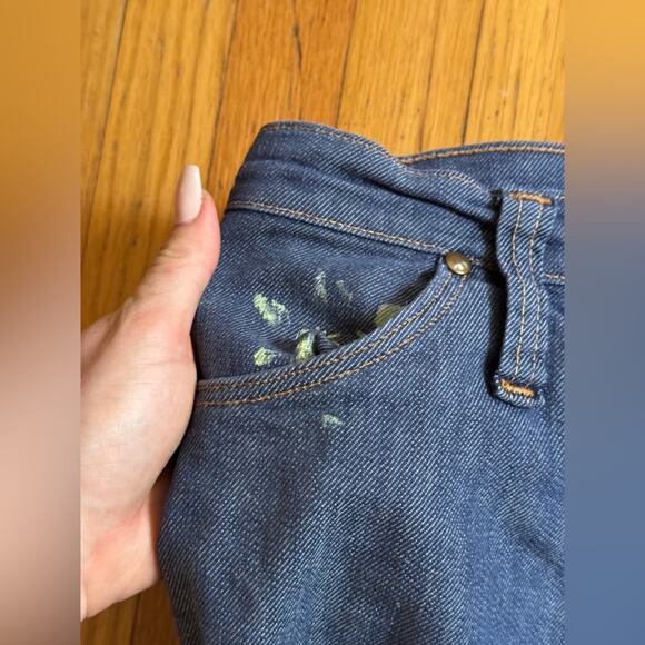 60s Vintage Wrangler Kick Flare Blue Jeans Snap Fly - Picture 10 of 14